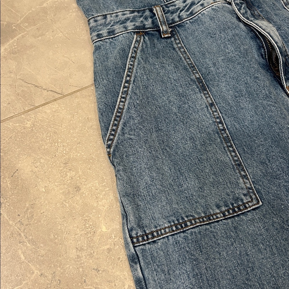 EUC Lulus Fresh Perfection Light Wash Bustier Sleeveless Denim Jumpsuit - Picture 9 of 10